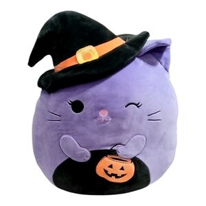 Squishmallows Gerik The Halloween Cat 20" Purple Cat Witch With Jack O Lantern